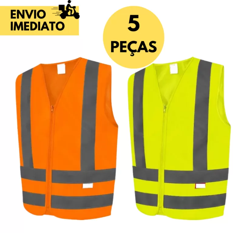 5 Colete Refletivo Segurança, Sinalizador Epi Alt