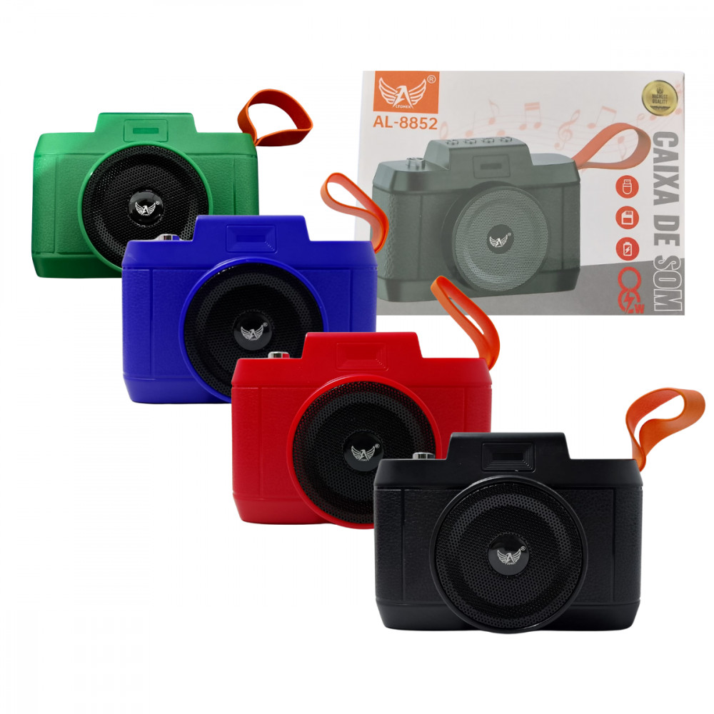 Caixa de Som Bluetooth Câmera Fotográfica 8W Portátil