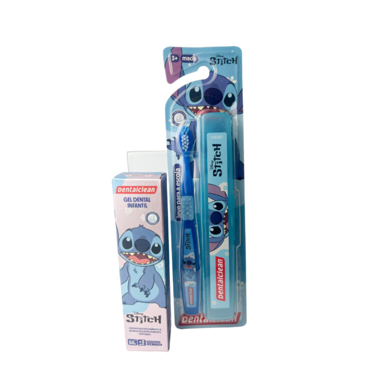 Kit Escova Dentes infantil Stitch + Creme Dental M
