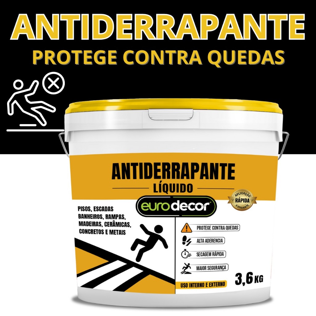 Antiderrapante Líquido 3.6KG Contra Quedas em Banheiros e Rampas Alta Aderência 3.6KG OU 1KG