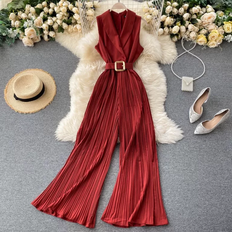 Retro Jumpsuit Mulheres Moda Terno Colarinho Sem M