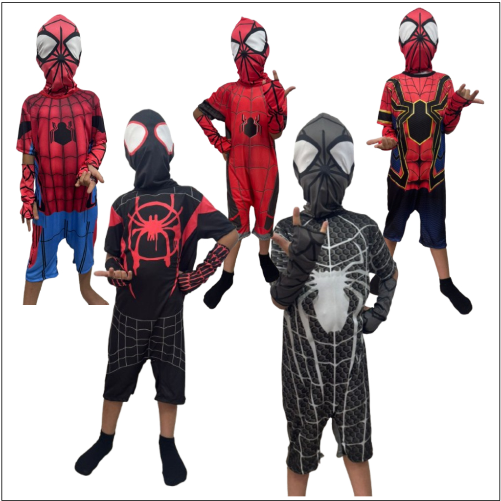 Fantasia Infantil Juvenil Super Heróis Com mascara Festa Aniversario Halloween escolar Homem Aranha