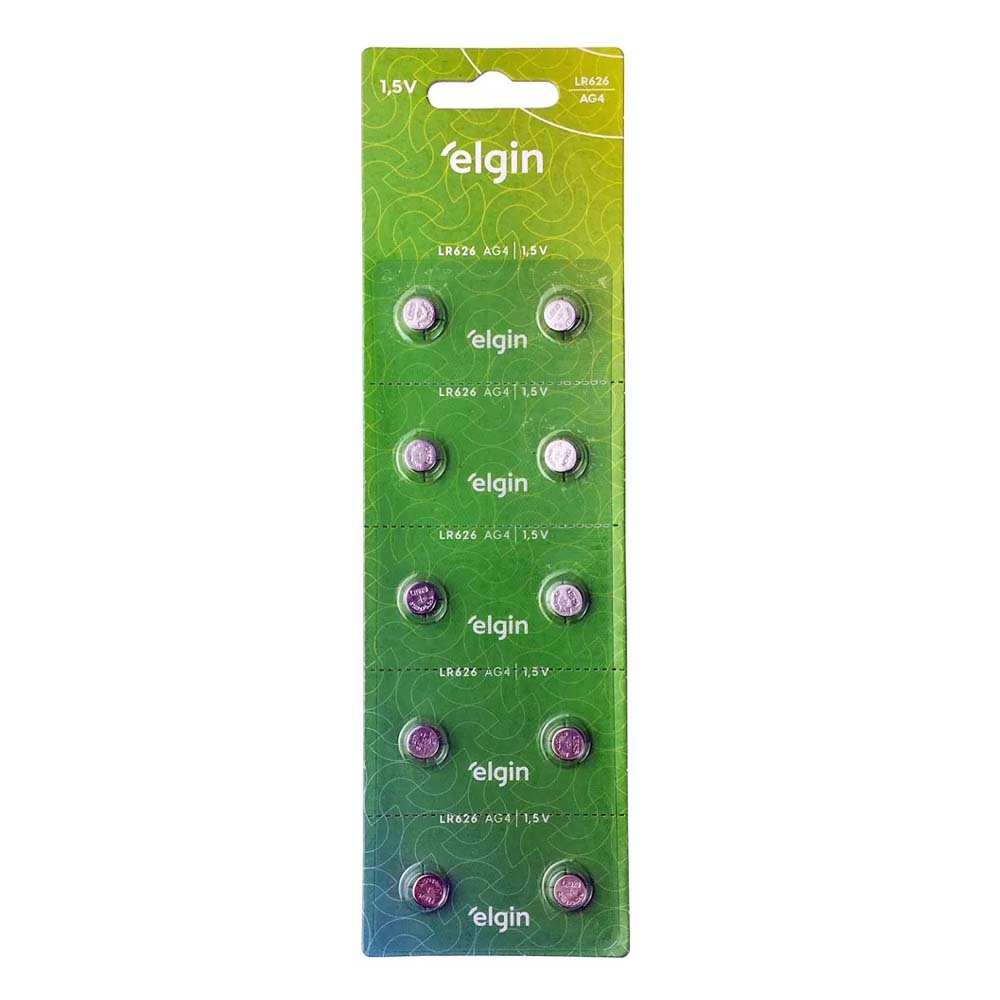 10 Bateria Pilha Elgin Lr626 Ag4 377 1.5v Cartela Alcalina