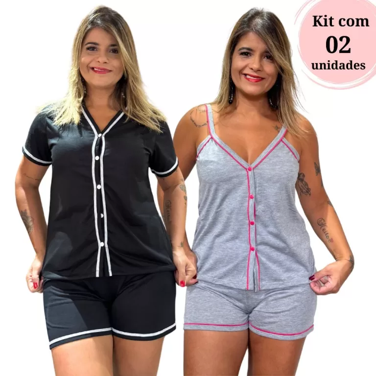 Kit com 2 Baby Doll Amamentação em Malha Cores S