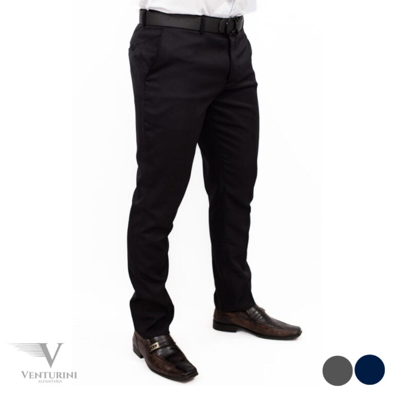 Calça Social Oxford Masculina Alfaiataria Slim, H
