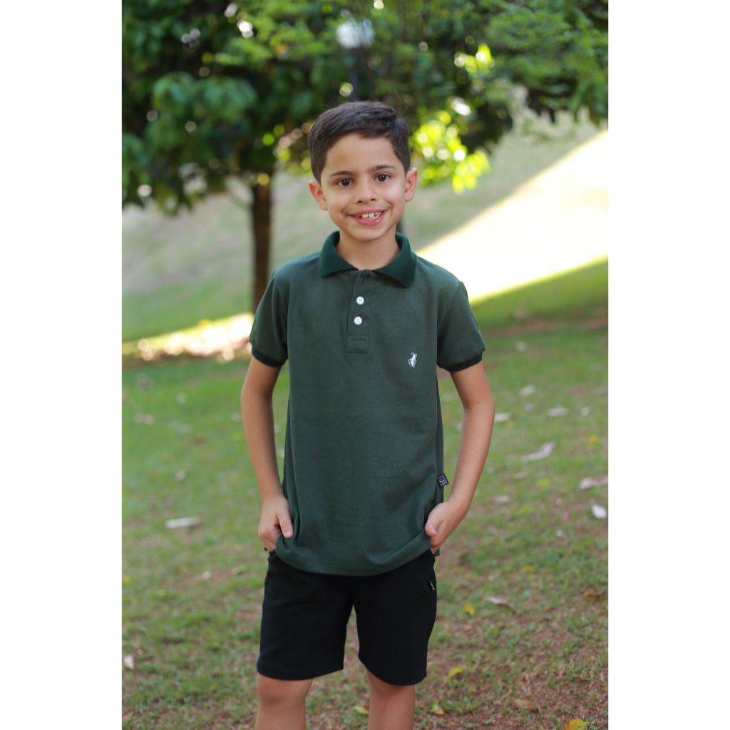 Camisa Polo ou Body Infantil Verde Musgo