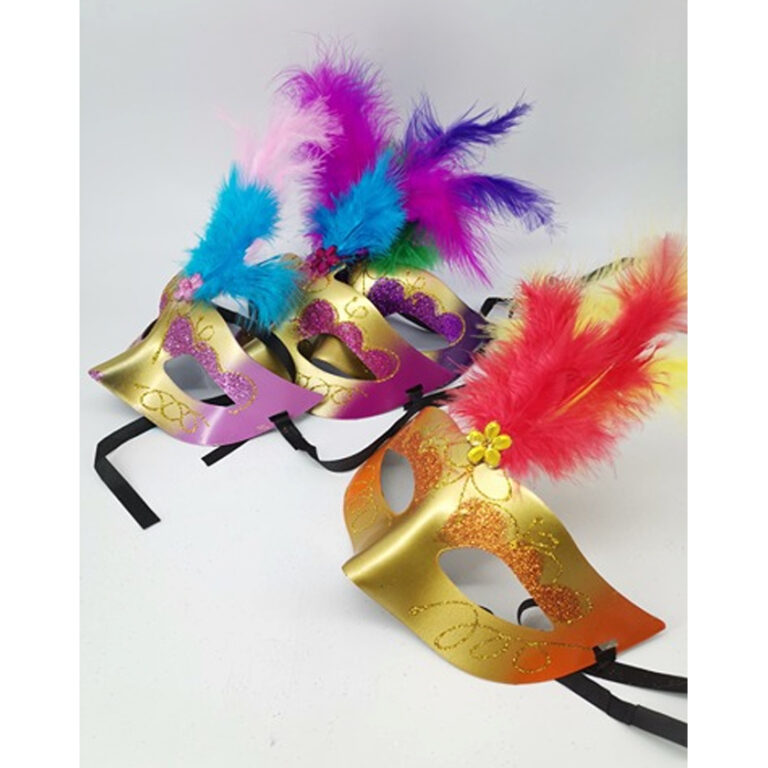 Mascara Veneza com Penas Cores Degradê CARNAVAL B