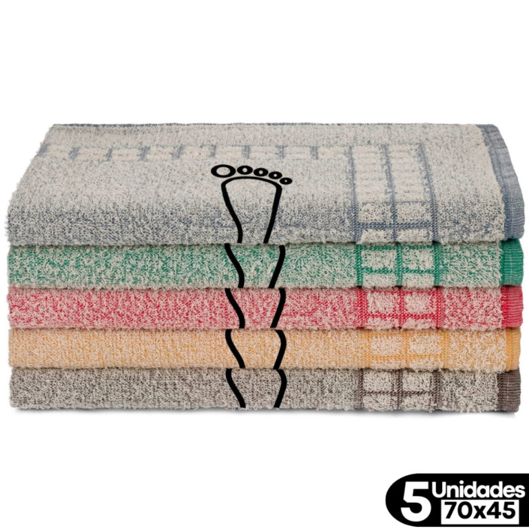 Kit 5 Toalhas de Piso Atoalhado Com Ou Sem Estampa