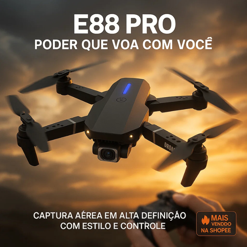 Drone com Câmera HD E88 Pro 2024 Wi-Fi FPV Resistente Dobrável e Fácil Manuseio