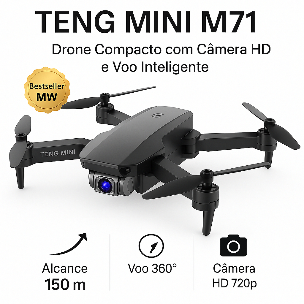 M71 Drone Com Suporte p/ Celular Câmera Voo 360 Compatível Android IOS