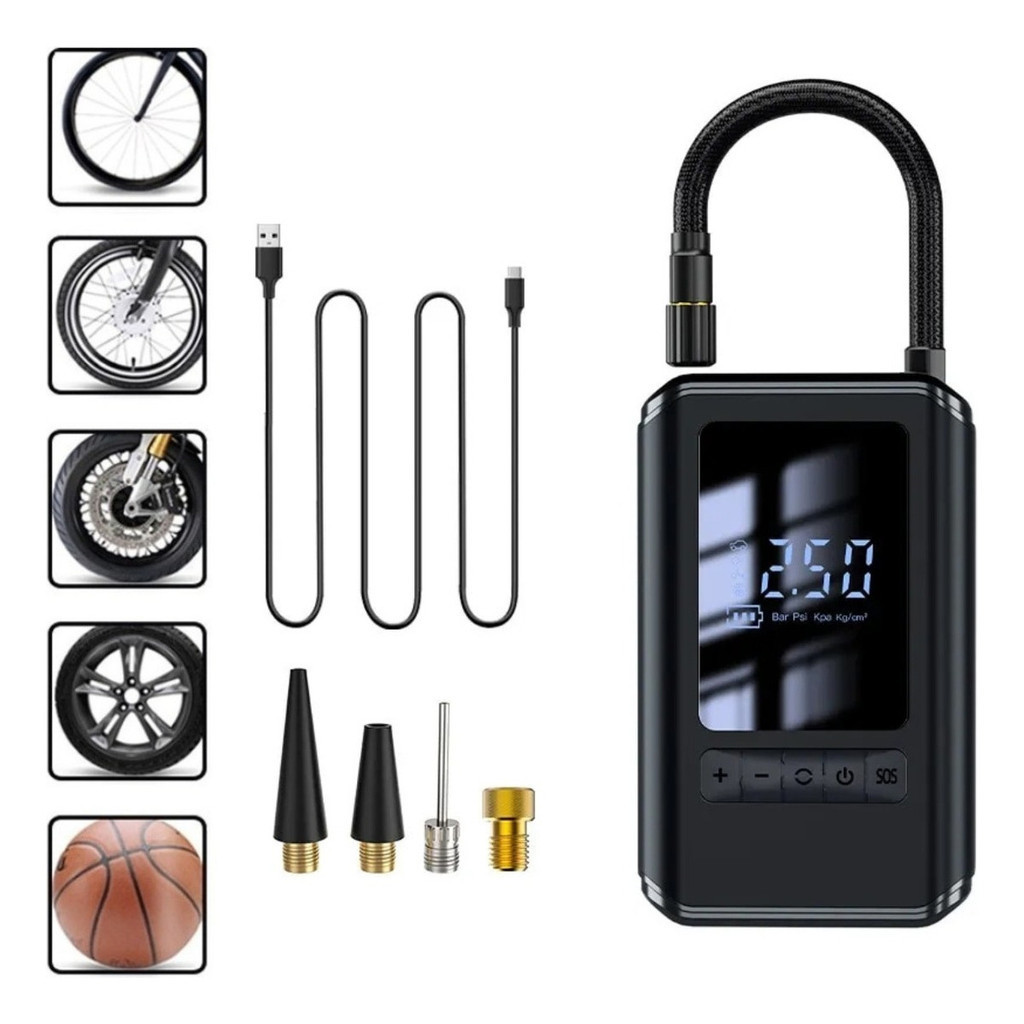 Mini Compressor De Ar Portátil S/ Fio Bomba Digital Inflador