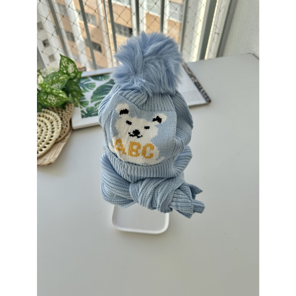 kit Touca Com Cachecol Inverno Meninos TOUCA DESENHO URSO