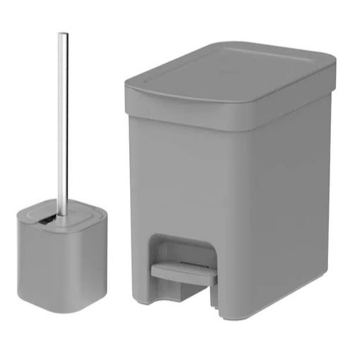 Kit Banheiro Lixeira Pedal 6L Porta Escova Sanitá