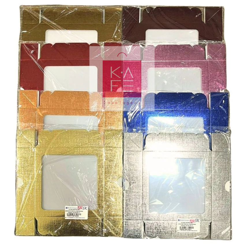 Caixa Com Visor Para Kit Sabonete Metalizada 15x15x4cm Kafe Embalagens