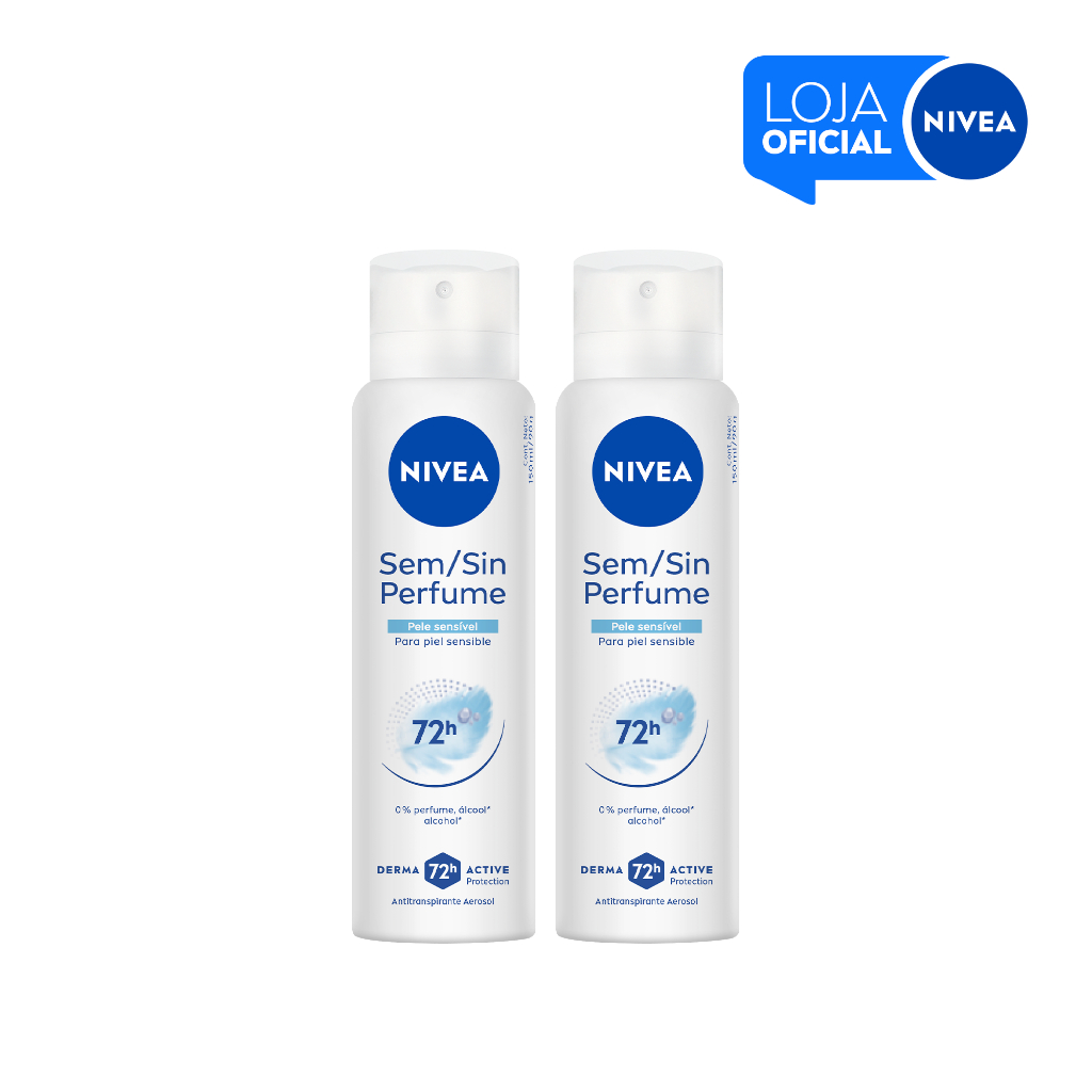 KIT NIVEA Desodorante Aerossol Sem Perfume Pele Sensível 150ml – 2 Unidades