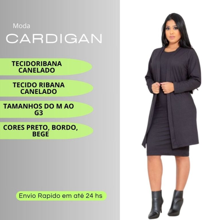 Blusa Cardigans Preto Tecido Ribana Tamanhos do M 