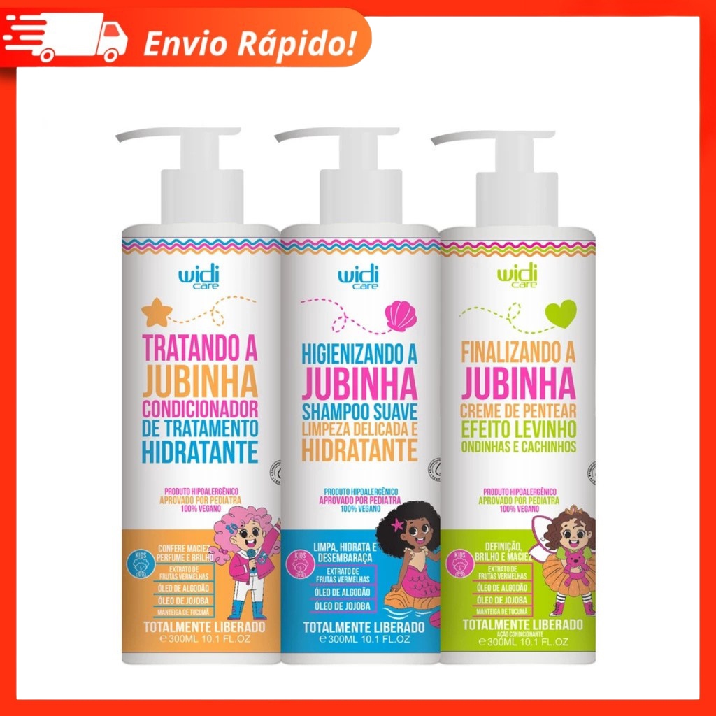 Kit Widi Care Jubinha Shampoo + Condicionador + Creme de Pentear Levinho