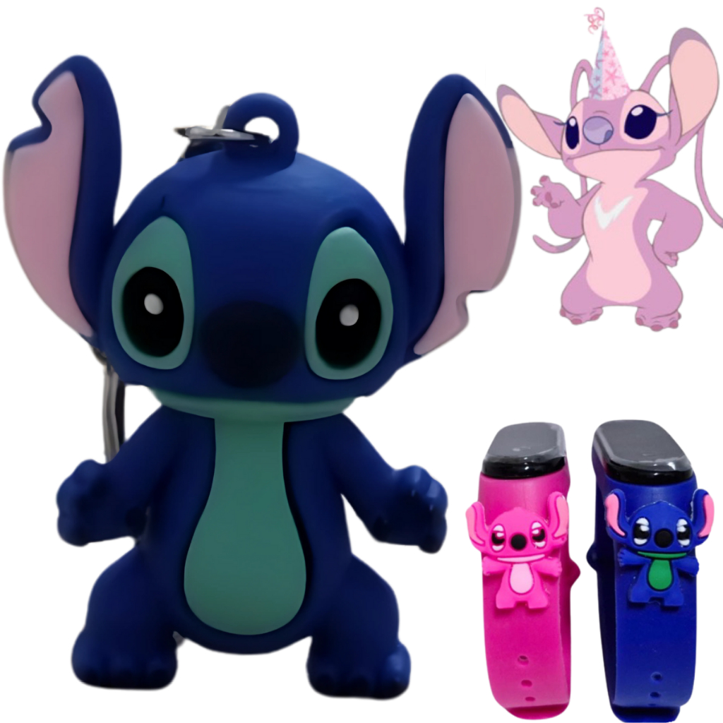 Relógio Infantil Stitch Digital Disney Prova De água Led azul
