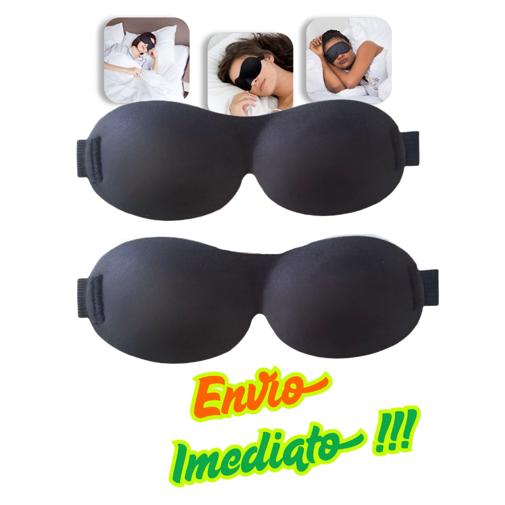 Máscara Kit 2 de Proteção 3D Tridimensional Olhos Homens e Mulheres Avião Preto 22 Cm Tapa Olho