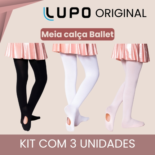 Kit 3 Meia Calça Fio 60 Infantil Ballet Lupo Orig