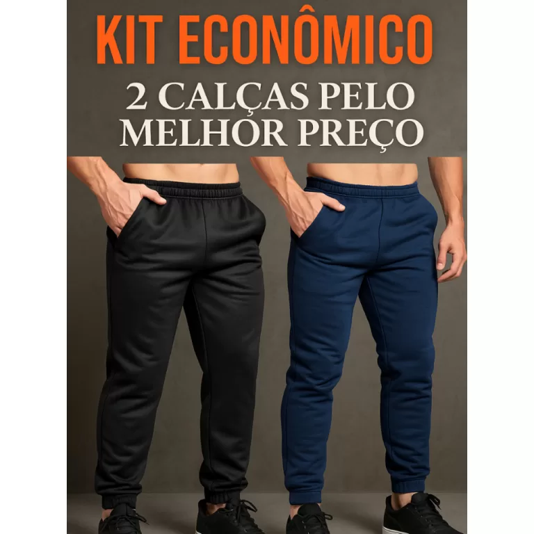 Kit 2 Calças Moletom Masculina Inverno Peluciada 