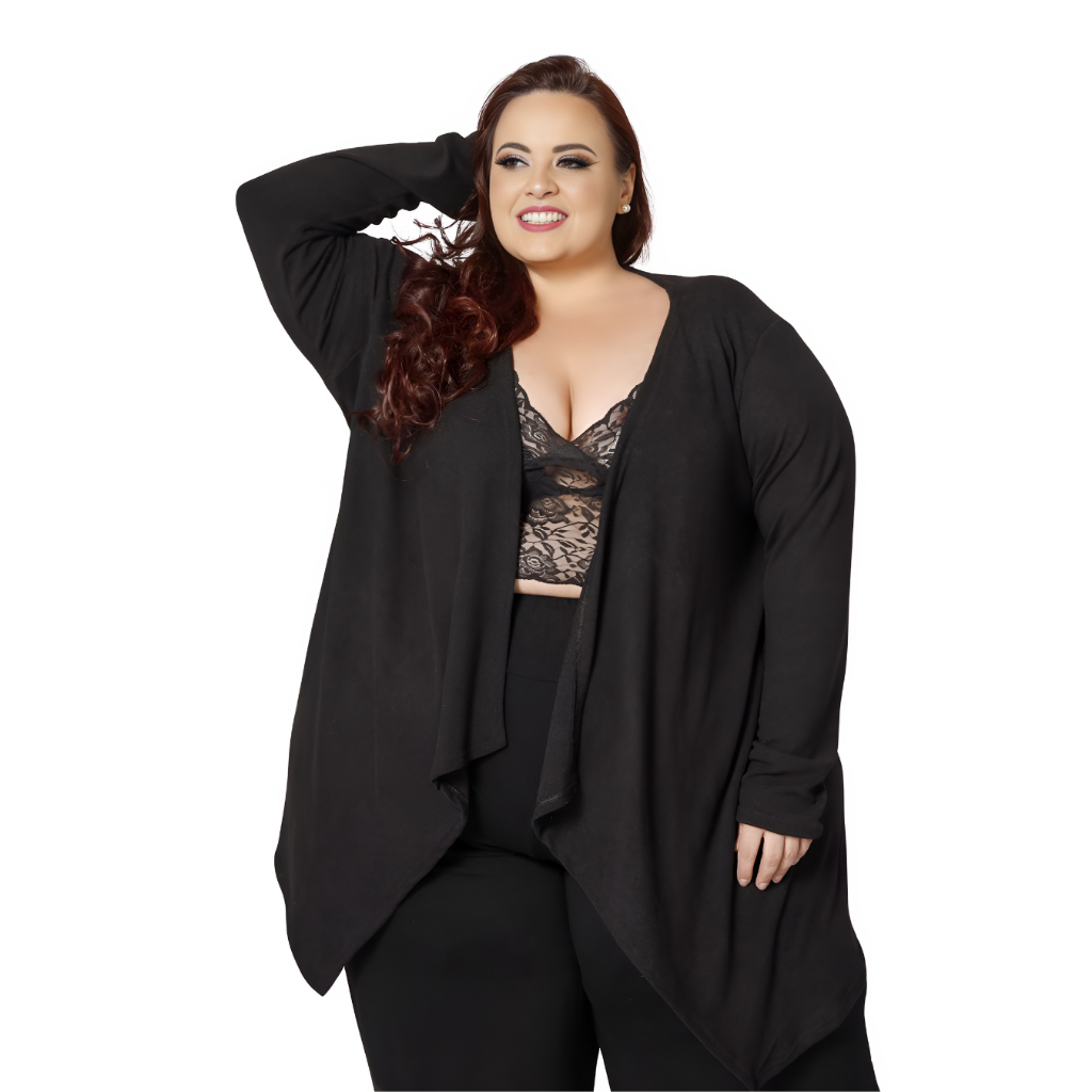 Cardigan Kimono Lanzinha Plus Size quentinho e elegante