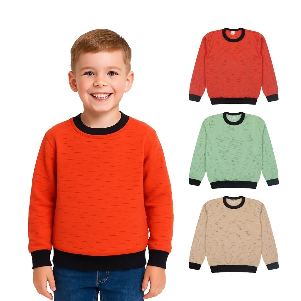 Kit 2 Blusa Moletom de Frio Sortido Menino Infantil Inverno