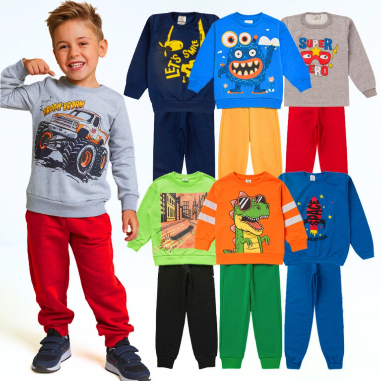 Kit 6 peças Moletom Infantil Menino 1 ao 14 Conju