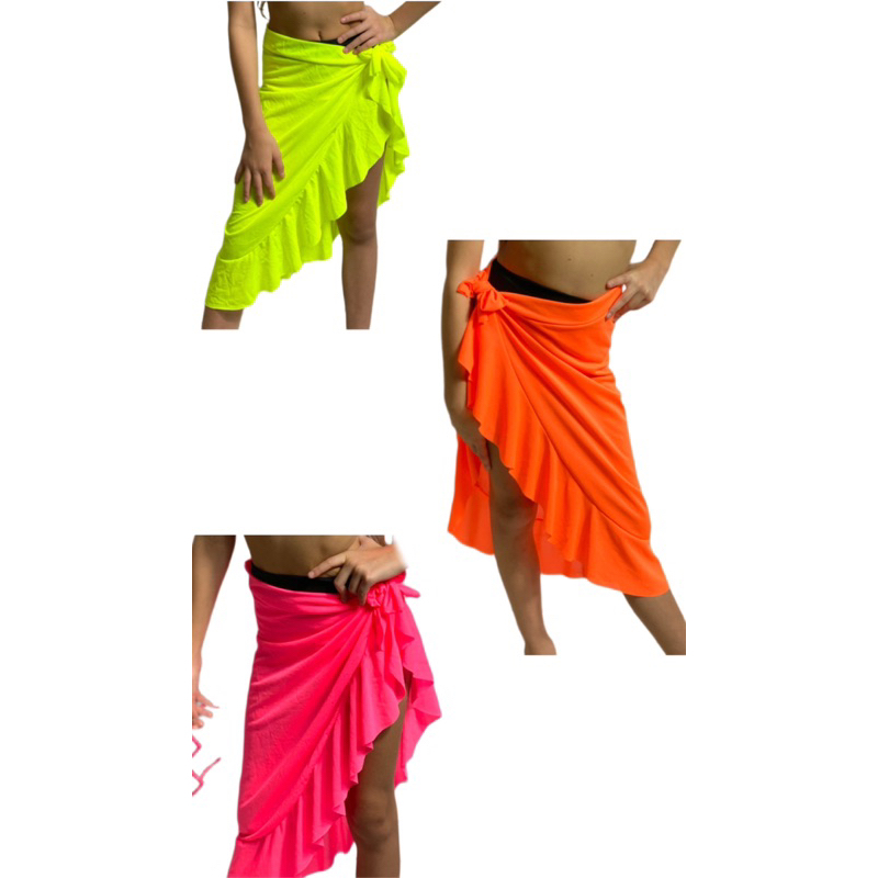 Kit 3 Saídas De Praia Infantil Cores Neon Moda Menina Praia e Piscina Lazer Para Presente