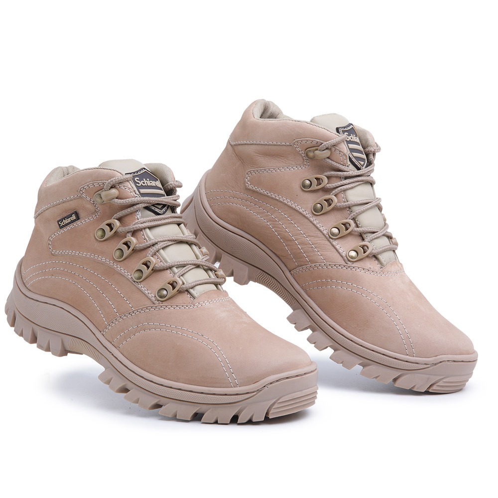 Bota Militar Masculino Feminino Areia Couro Legitimo Sola Borracha Trilha Esportes 970