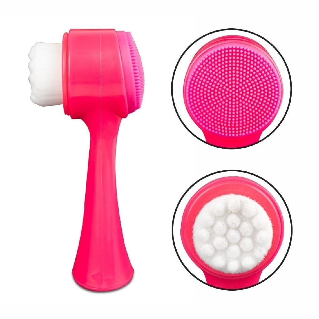 Escova de Limpeza Facial 2 em 1 Skin Care Rosto Esfoliação Limpeza de Pele Esteticista Espinhas Acne