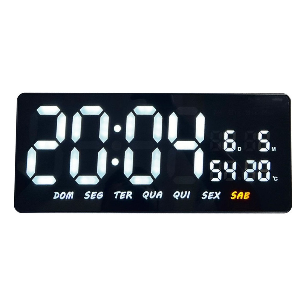 Relógio Grande Parede Digital Led Temperatura Alarme Semana