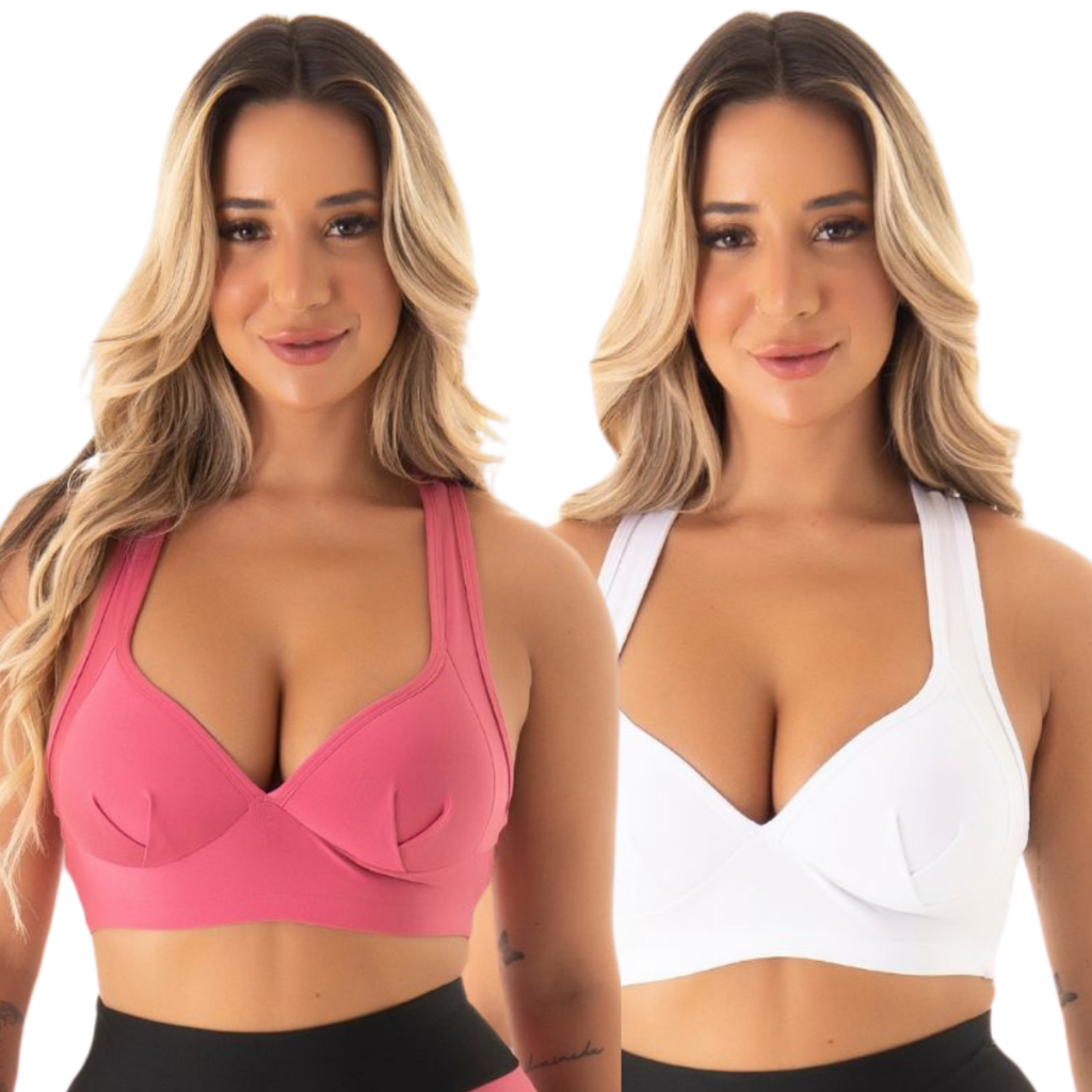 Kit 2 Tops Nadador Com Bojo Fitness Sutiãs Esportivos Roupas De Academia Feminino
