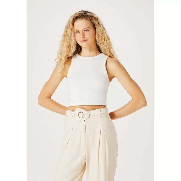 Regata Feminina Cropped Halter Neck Em Ribana Cane