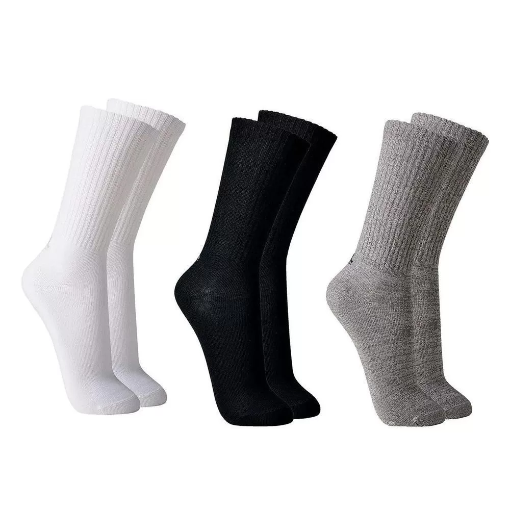 Kit 3 Pares Meia Cano Alto Atoalhada Lupo Masculina – Preto e Branco