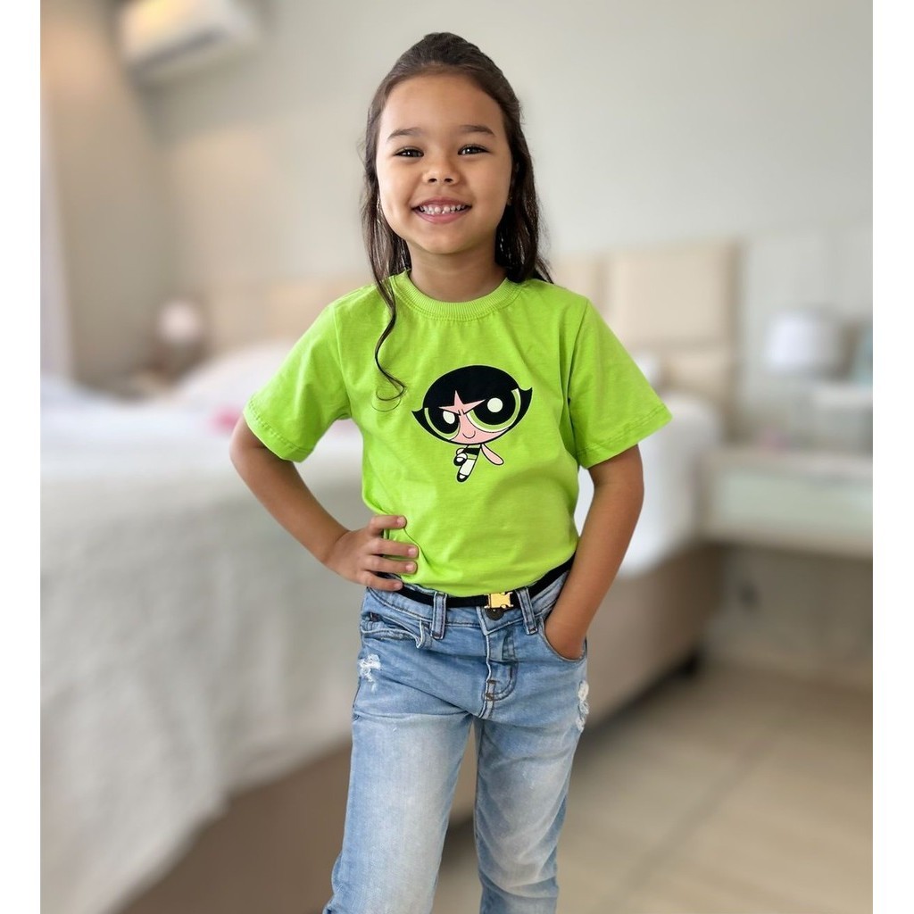 Camiseta infantil Blusa T-shirt Meninas super poderosas personagem Docinho