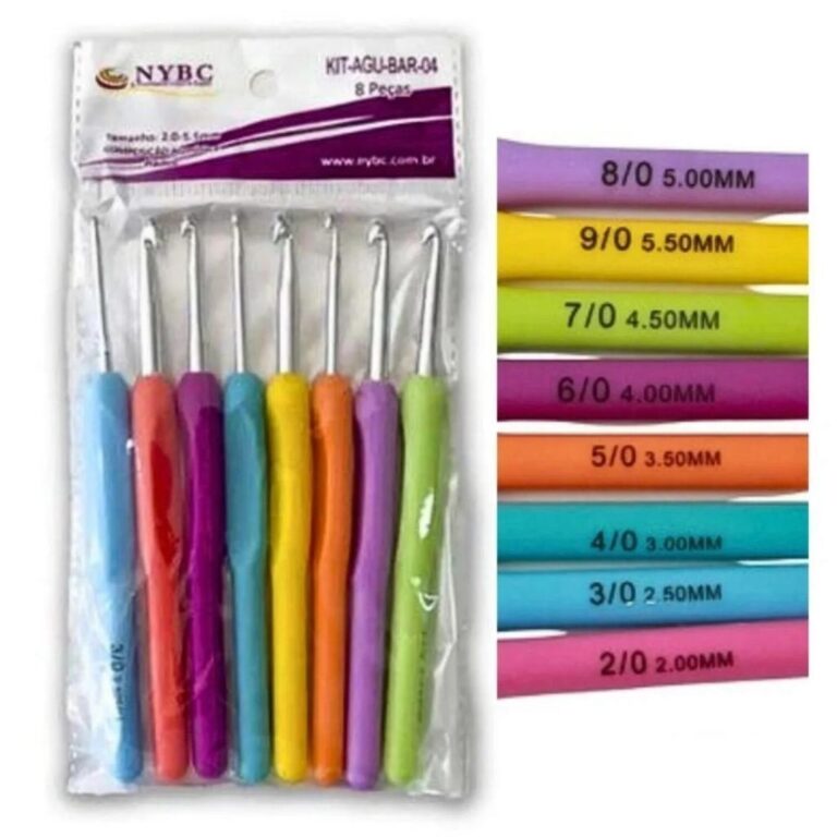 Kit Agulha De Crochê soft 8 Unidades Cabo Plásti
