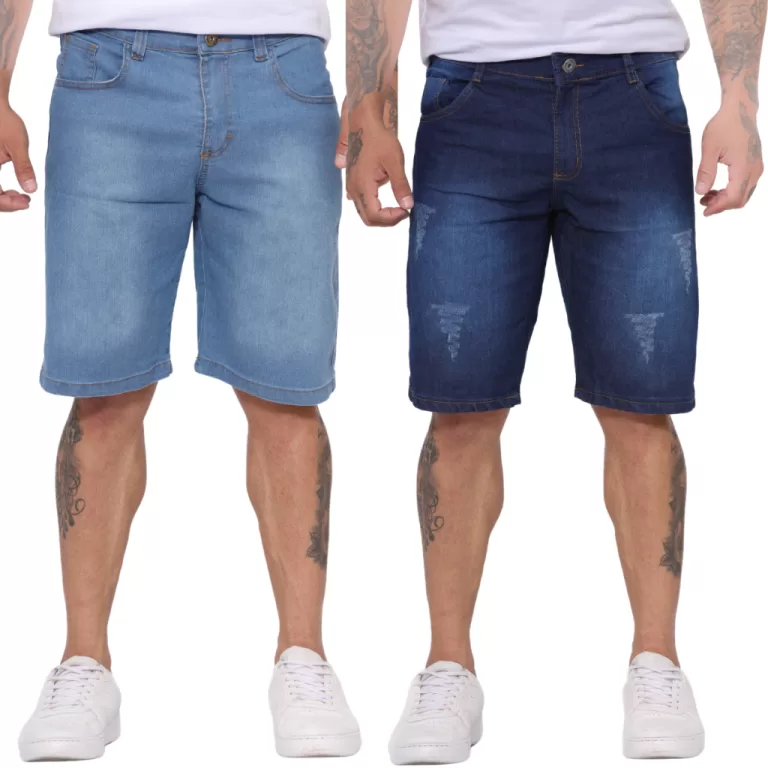 Kit 2 Bermudas Plus Size Jeans C/ Lycra Tamanhos 4