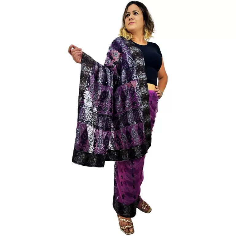 Sari Saree Indiano Bordado Festa Importado Índia 