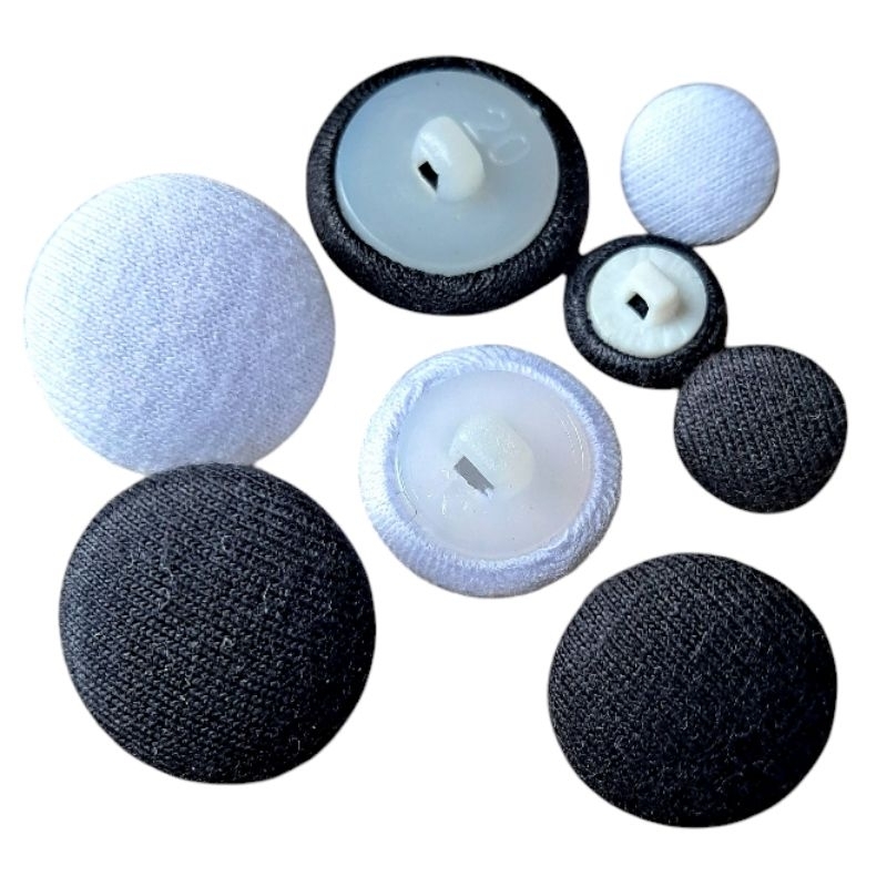 Botões  Forrados Bombe Encapado, Preto , Branco  12mm ,18mm ou 20mm