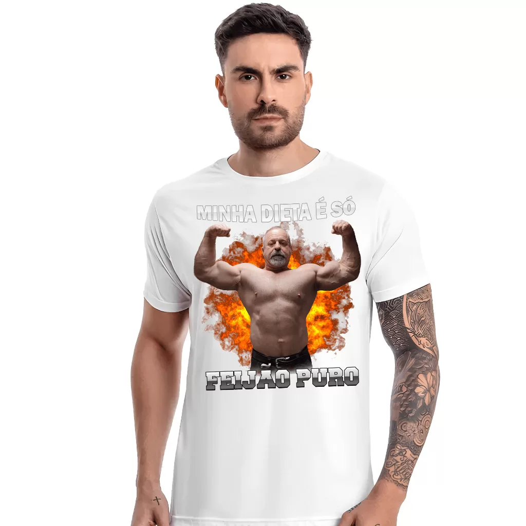 Camiseta Treino Academia | Minha dieta é só feijão – lula maromba, divertido, treino