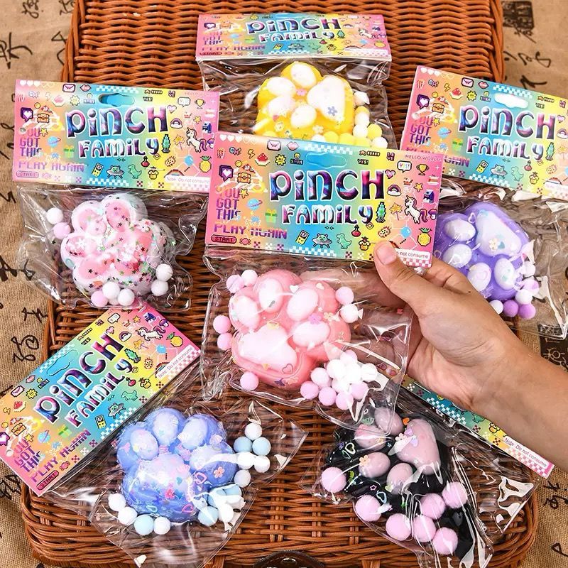 Brinquedos Squishy De Aperto De Pata De Gato Pintinho Kawaii Soft Squeeze Com Bola para Alívio De Es