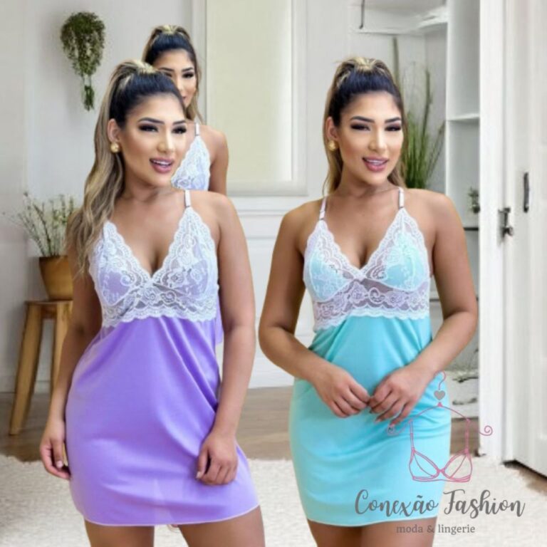 Kit 2 Camisola Romântica Renda Delicada Feminina 