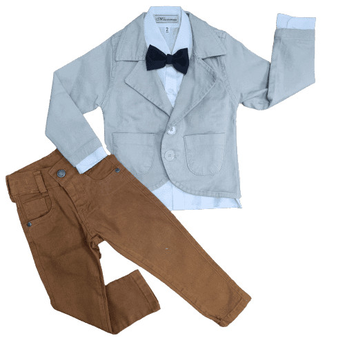 Conjunto Social com Calça Caramelo e Blazer Cinza
