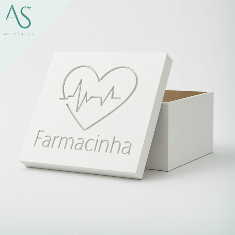 Caixa de Mdf Branca Farmacinha Quadrado com Tampa