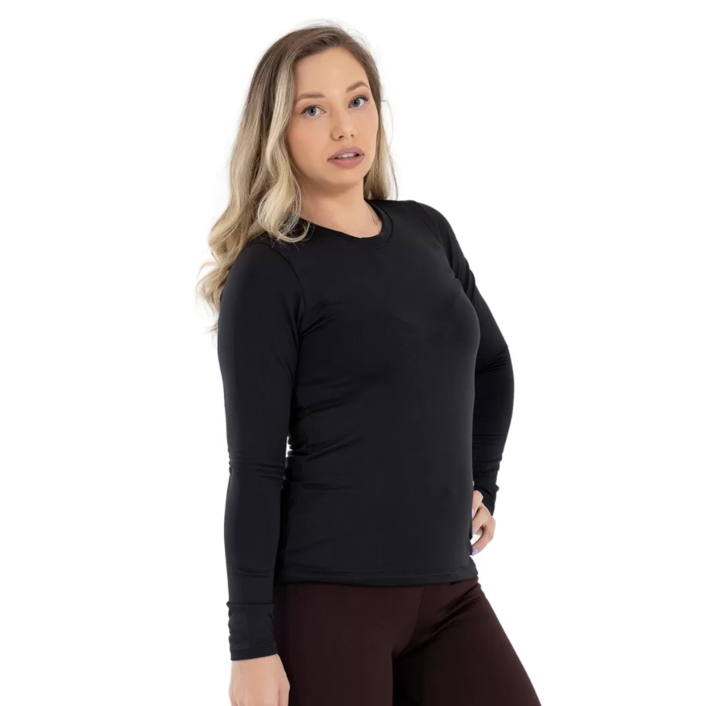 Blusa feminina segunda pele, flanelada de inverno térmica
