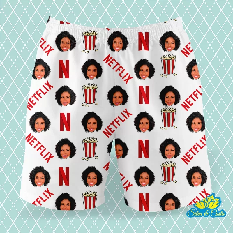 Samba-Canção com Foto Netflix Shorts Masculino Pijama