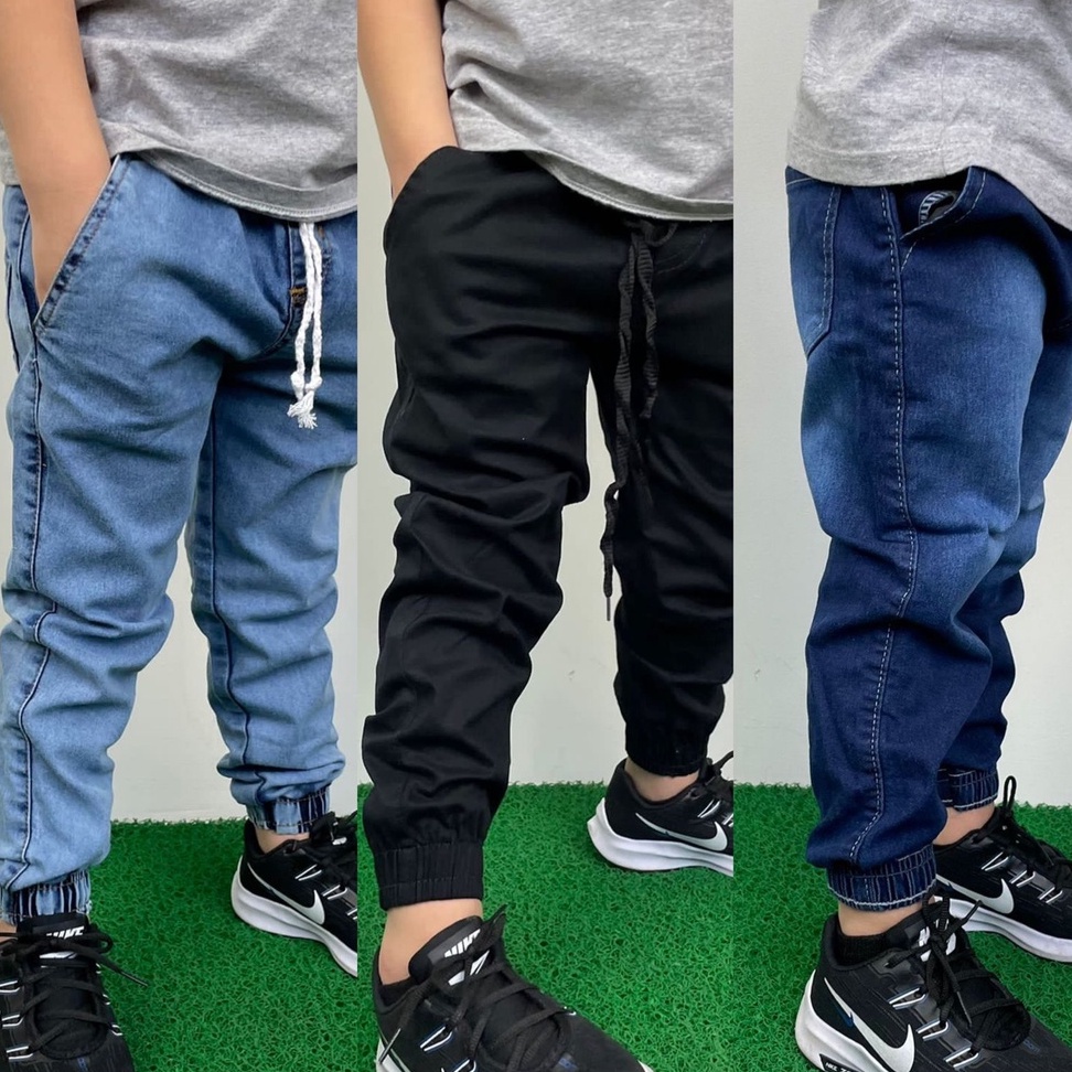 Kit 3 Calças Jogger Bebê Infantil Juvenil – Calça de criança jeans apertada da moda 2 ao 16
