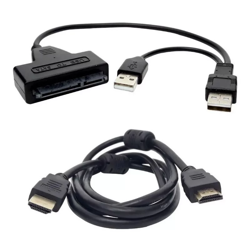 Kit 1 Cabo Sata Hd Usb Duplo 2.5 + 1 Cabo Hdmi De 1,8 Mts