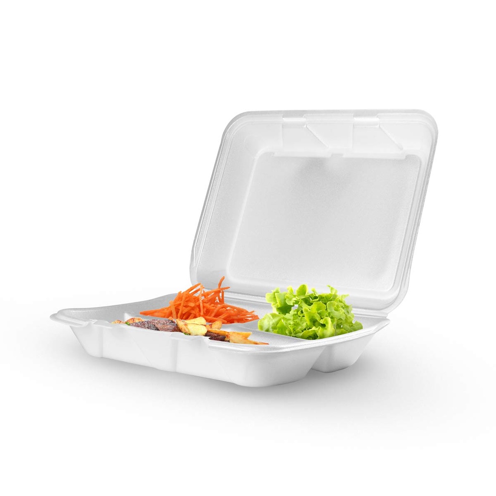 Hamburgueira Isopor EPS Branca 3 Div CH-102 Copobras 50und